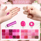 Jexine 2 Sets 30 Colors Glass Seed and Bugle Beads Kit Small Loose Craft Beads for Jewelry Making DIY Crafts Bracelets and Necklaces(Pink, Rose Red) - color: Pink, Rose Red