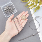 Beebeecraft 1 Box 10 Strand Adjustable Slider Chain Bracelet Stainless Steel 8.6Inch Jewelry Making Chains with Ball Ends for Women Semi Finished DIY