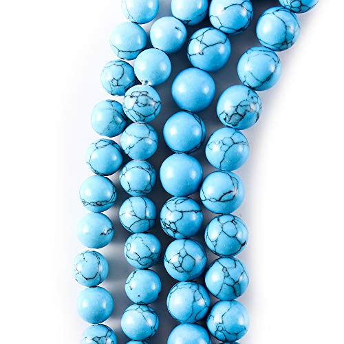 RayLineDo® 50Pcs 8mm Natural Blue Turquoises Stone Round Beads Loose Beads Wholesale for Jewelry Making - color: Blue Turquoise, size: 8mm