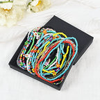 XIJIN 18 Pieces Elastic Beaded Anklets for Women Handmade Beach Boho Colorful Beads Ankle Bracelets Set - color: Colorful d