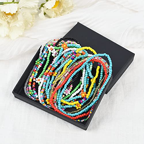 XIJIN 18 Pieces Elastic Beaded Anklets for Women Handmade Beach Boho Colorful Beads Ankle Bracelets Set - color: Colorful d