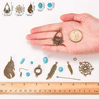 SUNNYCLUE 1 Box DIY 8 Pairs Bohemian Feather Dream Catcher Earring Making Kit Antique Bronze Feather Charm Connector, Turquoise Gemstone Beads, Earring Hooks Jewelry Supplies Beginners, Instruction - color: Chandelier Bohemian Style B