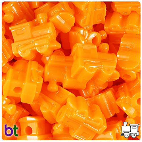 BeadTin Opaque 22mm Train Pony Beads (24pcs) (Orange) - color: Orange