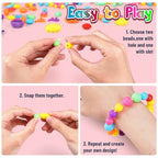 FUNZBO 520+ Snap Pop Beads - Jewelry Making Kit, Arts and Crafts for Kids Ages 4-8, Toys for 3 4 5 6 Years Old Girls Birthday Gifts Ideas, Bracelet Necklace Ring Set for Little Girls - size: Medium