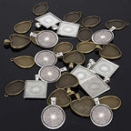 HOMEIDOL Resin Jewelry Molds Pendant Trays Making Kit with 30pcs 5 Styles Metal Pendants and 1pc Silicone Epoxy Casting Mold for Pendant Crafting DIY Gifts - color: 30Pcs Metal Pendant+1 Pc Silicone Casting Molds