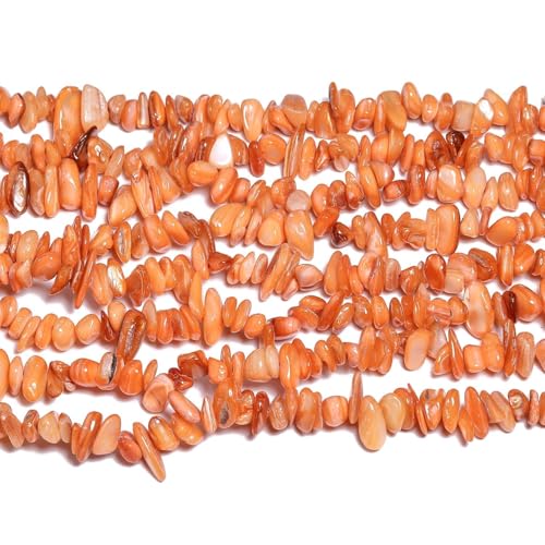 Chip Shells, 260pcs 5-8mm Irregular Beads with Holes, Orange Shell & Carnelian Chip Beads for Jewelry Making - color: Orange