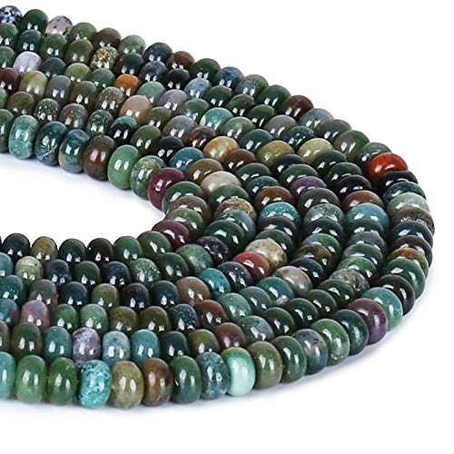ICAI Beads 5x8mm Natural (India Agate, 5x8) Beads Rondelle Spacer Loose Beads for Jewelry Making DIY Crafts Design 1 Strand 15" APPR - color: India Agate, size: 5x8