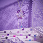 PH PandaHall 720pcs 8mm Purple Glass Beads 24 Color Round Bracelet Beads Loose Crystal Bead Craft Bead Bulk for Summer Friendship Bracelet Necklace Earring Jewelry Making DIY Craft Party Ornament - color: Purple