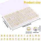 XIMISHOP 1400pcs Round Letter Beads for Jewelry Making, 28 Style Gold A-Z Alphabet Acrylic Beads Kits Heart Beads for Bracelets Making (4 * 7mm)