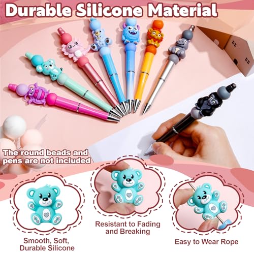 Ferreve 40 Pcs 3D Animal Silicone Focal Beads for Pens, Keychain Making, Focal Beads Bulk for Beadable Keychain DIY Crafts Necklace Bracelet Phone Chain Charms Jewelry Making - style: Animal C