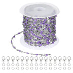 PATIKIL Stainless Steel Jewelry Chain, 16Ft 2mm Purple Enamel Link Cable Chains for Necklace Earring Bracelet Findings Jewelry Making Trucker Hat Chains, Silver/Purple - color: Silver/Purple
