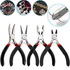 URSKYTOUS 4Pcs Jewelry Pliers Set Jewelry Making Pliers Tools Kit Include Jewelry Making Needle Nose Chain Nose Round Bent Pliers Wire Cutter for Bracelet Beading Craft Jewelry Making Supplies (Black) - color: Cn Black