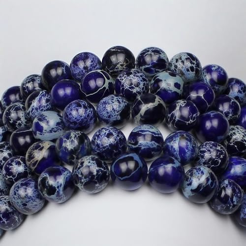 MJDCB 10mm Dark Blue Imperial Jasper Gemstone Beads Round Loose Stone Bead for Jewelry Making Bracelets Necklaces - color: Dark Blue Imperial Jasper, size: 10mm