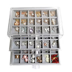 YUFONG Earring Organizer Box Acrylic Jewelry Organizer with 3 Drawers 54 Adjustable Grids Clear Stackable Earring Holder Velvet Trays Ring Display Case for Women Girls (Gray) - color: Gray