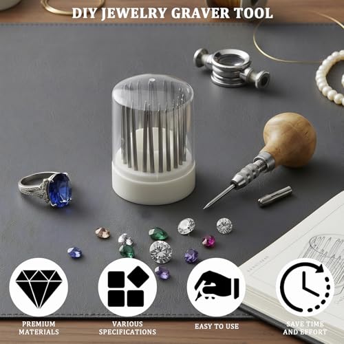 Setting Tools, 24pcs Beading Tools Beader Set for Stone Setting Graver Jewelry Equipments Tool Stone Bead Grain Tool Bead Grain Graver Jewelry Equipments