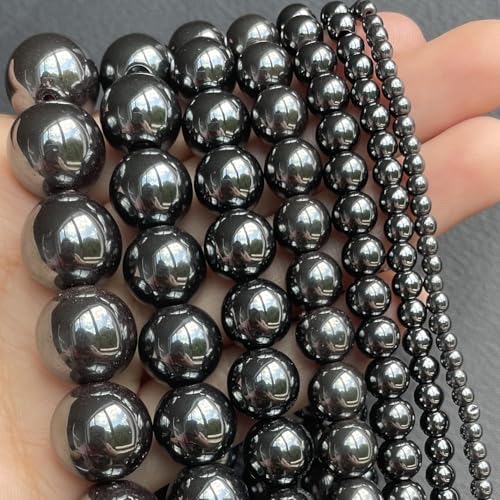 60pcs Black Hematite Beads，6mm Healing Power Natural Stone Round Loose Beads for Jewelry Making Earring Necklace DIY Crafts - color: Black Hematite, size: 6mm 60beads