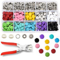 XLYAXOP 200 Sets Snap Button Kit with Press Pliers Fastener Tool, 803Pcs 9.5mm Metal Snaps for Fabric and Sewing in 10 Solid Colors, Durable Snap Buttons for DIY Crafting and Clothing