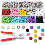 XLYAXOP 200 Sets Snap Button Kit with Press Pliers Fastener Tool, 803Pcs 9.5mm Metal Snaps for Fabric and Sewing in 10 Solid Colors, Durable Snap Buttons for DIY Crafting and Clothing