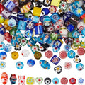 1 Box 150PCS 10 Styles 8MM Millefiori Beads Handmade Lampwork Glass Round Cube Flat Flower Heart Mosaic Flowers Loose Spacer Bead Charm Bulk for Jewelry Making Bracelets Necklace DIY Craft - size: 150pcs, style: Mixed