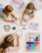 Mio Angle Clay Beads 2 Boxes 24 Colors Bracelet Making Kit, Round Letter Beads with Charm and Elastic Strings, Friendship Bracelets Holiday Gifts for Girls Adults - color: 24 Colors 2 BOX