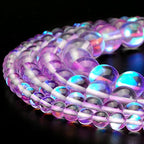 RUBYCA Round Moonstone Crystal Glass Beads Aura Iridescent for Jewelry Making (1 Strand, 6mm, Purple) - color: Light Purple, size: 6mm