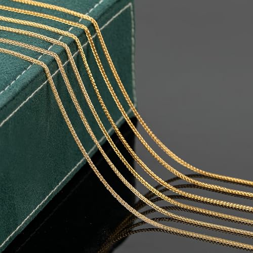 UMAOKANG 16.4 Feet Gold Plated Stainless Steel Jewelry Chains Bulk Chopin Chain for Jewelry Making Dainty Thin Chains Bulk - color: Gold Chopin