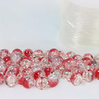 100Pcs 10mm Crackle Glass Beads for Jewelry Making - Round Spacer Crystal Beads Bulk, DIY Craft Supplies for Necklace Bracelet Earrings (Red Light Green Transparent) - color: Red Light Green Transparent