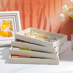 Abeillo 8Pcs Velvet Stackable Jewelry Trays Jewelry Organizer for Drawer, Jewelry Display Storage Tray for Earring Ring Necklace Pendants Bracelet 8.3 x 4.9 x 1 inches(Beige)