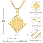 LETFLY Initial Necklaces for Women Men, 18K Gold Plated Letter Cross Pendant Necklace Alphabets A-Z Figaro Chain Jewelry Gifts - color: Rhombic, style: Letter F