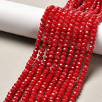 115pcs Natural Jade Disk Stone Beads 4x2mm Rondelle Faceted Dyed Stone Loose Spacer Beads for Jewelry Making Design Bracelet Necklace Keychain Phone Chain Lanyard Ornament, Red - color: Red