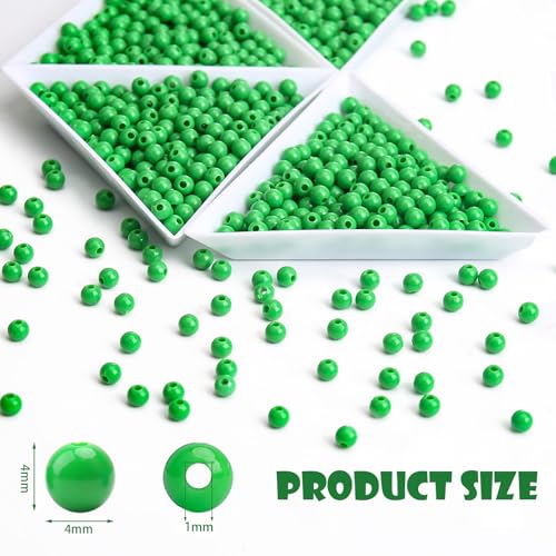 BONNY BOXX 2000PCs 4MM Smooth Emerald Acrylic Round Beads, Plastic Resin Bubblegum Balls Chunky Gumball Beads for Necklace and Bracelet Making, Crafting Supplies - color: Smooth Emerald, size: 4MM