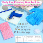 Ear Piercing Gun Kit, Reusable Ear Nose Piercing Gun Machine with Stainless Steel Piercing Earrings Studs, Crystal Earrings for At Home Salon Earlobe Cartilage Helix Tragus Piercing Tool Set - color: Blue