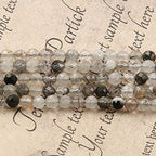 Song Xi 90pcs 4mm Natural Black Rutilated Quartz Gemstone Beads Faceted Round Loose Stone Beads for Jewelry Making - color: Black Rutilated Quartz, size: 3.7-4.2mm