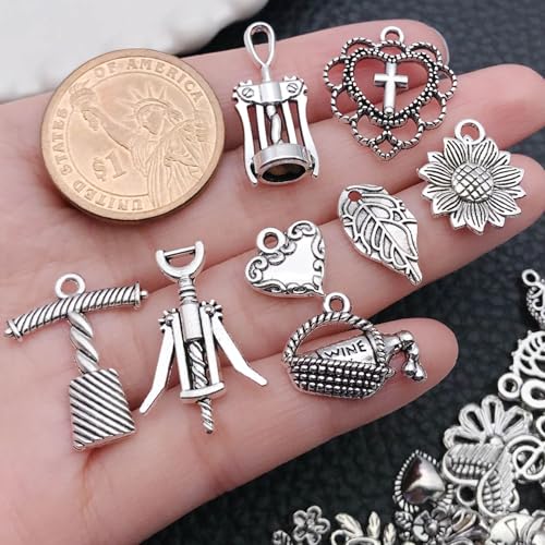 100 Pieces Jewelry Making Charms Pendants for Bracelet Bulk lot Necklace Earrings Keychain Charms Beads DIY Kit Trendy Craft - style: Love Music Leaves