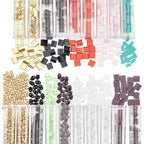NBEADS About 750 Pcs 2-Hole Beads Glass Seed Beads Set, 2 Styles 2-Hole Glass 3 Colors Czech Two-Hole Seed for Bracelet Necklace Earring Jewelry Making - color: 750pcs4 StylesSeed Beads Kit