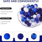 48 Pcs 20mm Beads for Pens Bubblegum Bead Blue Crystal Acrylic Round Chunky Beads Sparkly Large Balls Bead for Pen Beadable Keychain Bracelet Necklace DIY Jewelry Making Supplies - color: Blue Color