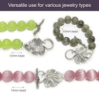 Heather's CF Toggle Jewelry Clasps – Durable Quality, Antique Grape Leaves Silver Finish Toggle Clasps & Closures for Necklace, Bracelet & Charms – Ideal for DIY, & Jewelry Making – Large (Set of 16) - color: Large silver toggle clasp