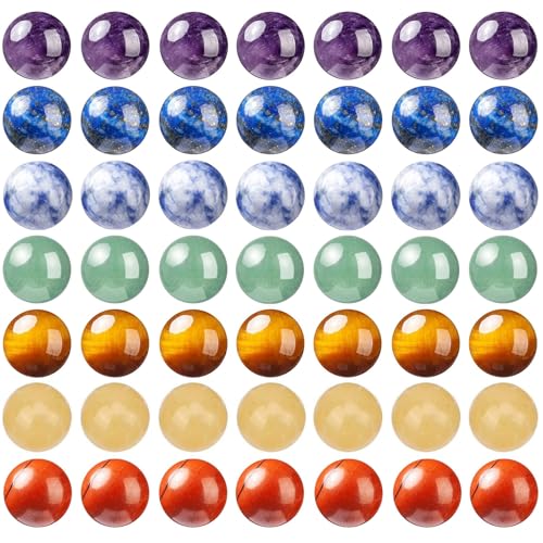 HAAMIIQII 45pcs 8mm 7 Chakra Natural Stone Beads Polished Round Loose Gemstone Beads for Jewelry Making Strand 15 Inch - color: 7 Chakra Stone Multicolor, size: 8mm 45pcs