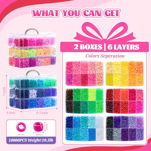 Umikk 18000 Pony Beads Bulk, 60 Colors Plastic 6x9mm Kandi Beads Bulk for Bracelets Making Hair Braiding Jewelry Making DIY Crafts (10.3LB, Shockproof Package) - color: 60colors18000pcs