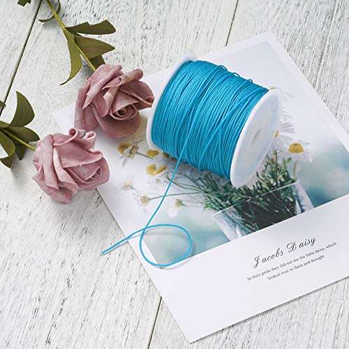 100 Yards 0.8mm Braided Nylon Crafting Thread Chinese Knotting Beading String Macrame Cord Rope for Necklace Bracelet Jewelry Craft Making, DeepSkyBlue - color: Deep Sky Blue, size: 0.8mm