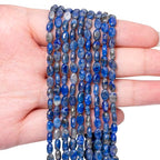 70pcs Natural Lapis Lazuli Stone Beads，4x6mm Egg Shape Loose Gemstone Beads for Jewelry Making Design Earring Necklace - color: lapis lazuli