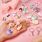 Craftdady Resin Plastic Miniature Food Snack Pendants Charms Ice Drink Juice Pendants Cute Bottle Fruit Keychain Charms Hang Ornament for DIY Craft Earring Bracelet Necklace Jewelry Making - color: Mixed Color Lollipop (48-56x27-29mm)