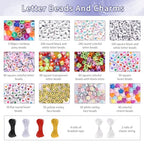 QUEFE 4900pcs Pony Beads Kandi Bracelet Kit, Friendship Bracelet Making Kit with 84 Colors Kandi Beads, Hair Beads and Letter Heart for Craft Gifts Bracelets Jewelry Making with Elastic Strings - color: B-84 colors