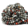 60PCS 6mm Natural African Bloodstone Gemstone Smooth Surface Round Loose Beads for Jewelry Making 1 String 15 Inches - color: African Bloodstone, size: 6mm