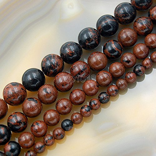 AD Beads Natural Gemstone Smooth Round Loose Beads 15" 4mm 6mm 8mm 10mm 12mm (4mm, Mahogony Obsidian) - color: Mahogony Obsidian, size: 4mm