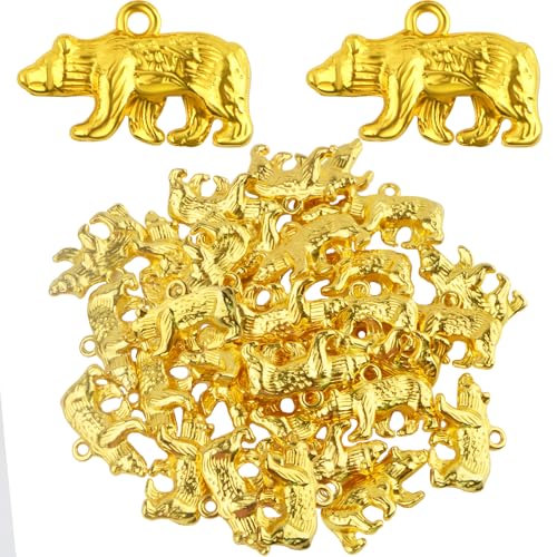 30pcs Bear Pendant Charms Tibetan Alloy Cute Small Animal Bear Pendants Decorative Accessories for DIY Necklace Bracelet Keychain Jewelry Making Findings - color: Gold