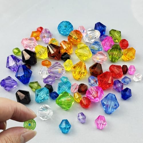 1000pcs 6mm Acrylic Bicone Beads Faceted Acrylic Crystal Spacer Beads for Bracelet Necklace Earring Keychain Jewelry Making Crafts(Gold Yellow) - color: Gold Yellow, size: 6mm