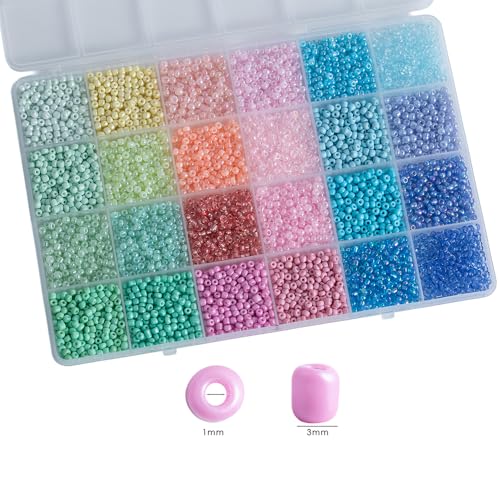 Light Color 3mm Seed Beads, 5200Pcs Glass Seed Beads Kit with Storage Box for DIY Necklace Bracelet Crafts - color: Light