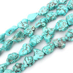 HAAMIIQII 10-15mm Freeform Irregular Blue Turquoise Beads Loose Gemstone Beads for Jewelry Making Strand 15 Inch (22-30pcs) - color: Freeform Turquoise
