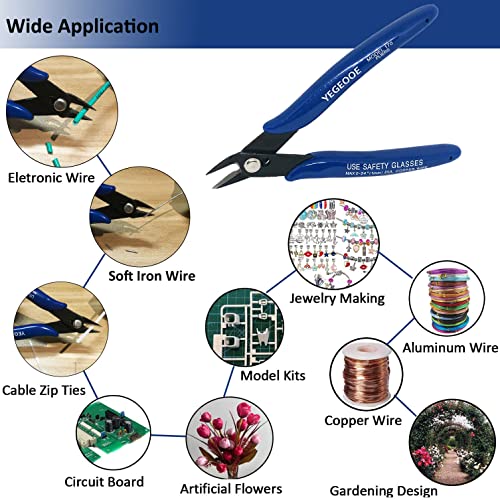 Flush Wire Cutter, 10PACK Diagonal Cutting Pliers, 5inch Side Cutter, Nippers, Small Wire Cutters, Shear Cutters, Wire Snips for Electronic Floral Wire Model Sprue Soft Copper, Blue - style: blue wire cutters x 10